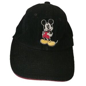 Mickey Mouse Disney Parks Black Corduroy Baseball Cap Hat Embroidered